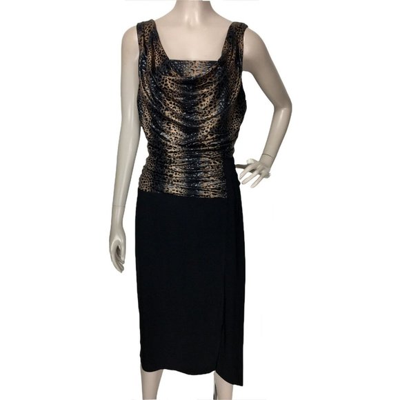 Frank Lyman Sleeveless Cheetah Print Ruched Cowl Neck Cocktail Party Dre… - Picture 2 of 9
